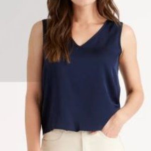 Quince Washable Stretch Silk Tank XL Navy